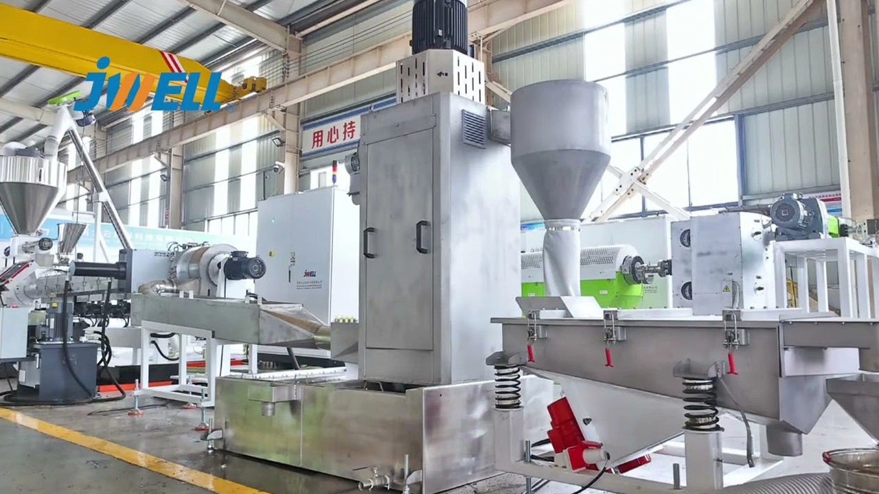 Video of Plastic Recycle Single Screw Extruder PC PMMA Water Ring Pelletizing Machine