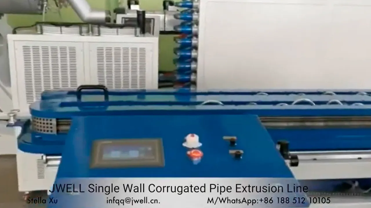 Video of PP, PE, PA, PVC Single Wall & Double Wall Corrugated Pipe Extrusion Line